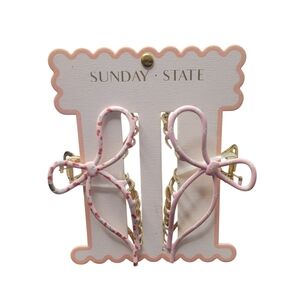 Pink Cherry & Daisy Metal Bow Hair Clips